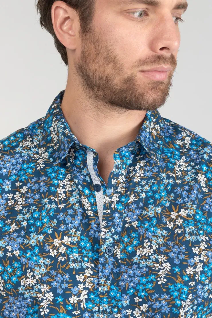 Homme Le Temps des Cerises Chemises-Chemise Griba A Motif Fleuri Bleu