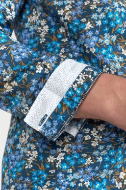 Homme Le Temps des Cerises Chemises-Chemise Griba A Motif Fleuri Bleu