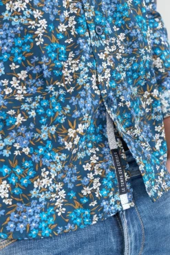 Homme Le Temps des Cerises Chemises-Chemise Griba A Motif Fleuri Bleu