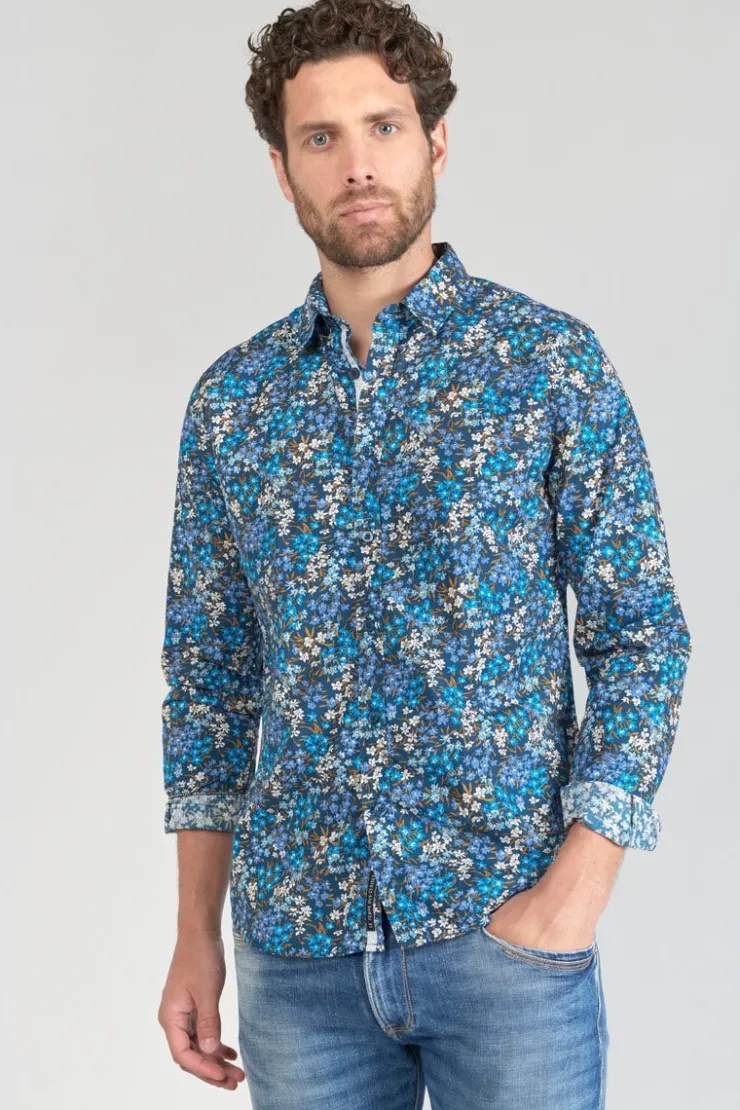 Homme Le Temps des Cerises Chemises-Chemise Griba A Motif Fleuri Bleu