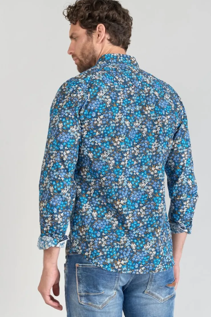 Homme Le Temps des Cerises Chemises-Chemise Griba A Motif Fleuri Bleu