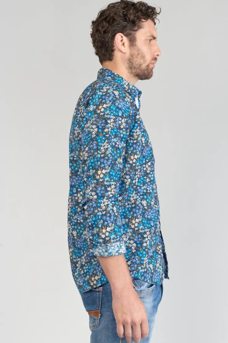 Homme Le Temps des Cerises Chemises-Chemise Griba A Motif Fleuri Bleu
