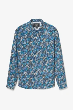 Homme Le Temps des Cerises Chemises-Chemise Griba A Motif Fleuri Bleu