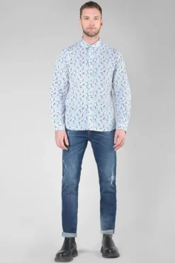 Homme Le Temps des Cerises Chemises-Chemise Mariot Blanche A Motif Feuilles