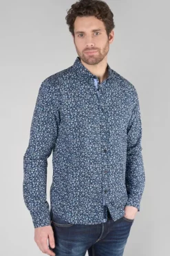 Homme Le Temps des Cerises Chemises-Chemise Nobel Bleu Marine A Motif Fleuri