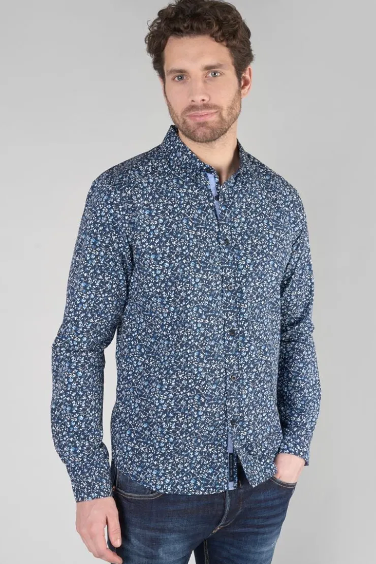 Homme Le Temps des Cerises Chemises-Chemise Nobel Bleu Marine A Motif Fleuri