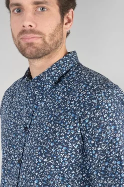Homme Le Temps des Cerises Chemises-Chemise Nobel Bleu Marine A Motif Fleuri