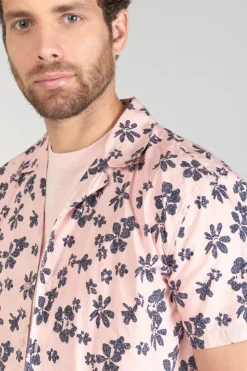 Homme Le Temps des Cerises Chemises-Chemise Postir Rose A Motif Fleuri