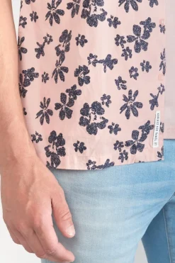 Homme Le Temps des Cerises Chemises-Chemise Postir Rose A Motif Fleuri