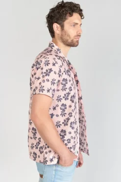 Homme Le Temps des Cerises Chemises-Chemise Postir Rose A Motif Fleuri