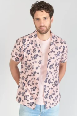 Homme Le Temps des Cerises Chemises-Chemise Postir Rose A Motif Fleuri