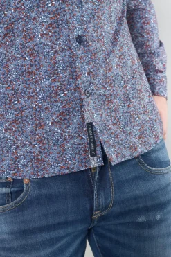 Homme Le Temps des Cerises Chemises-Chemise Retil Bleu Marine A Motif