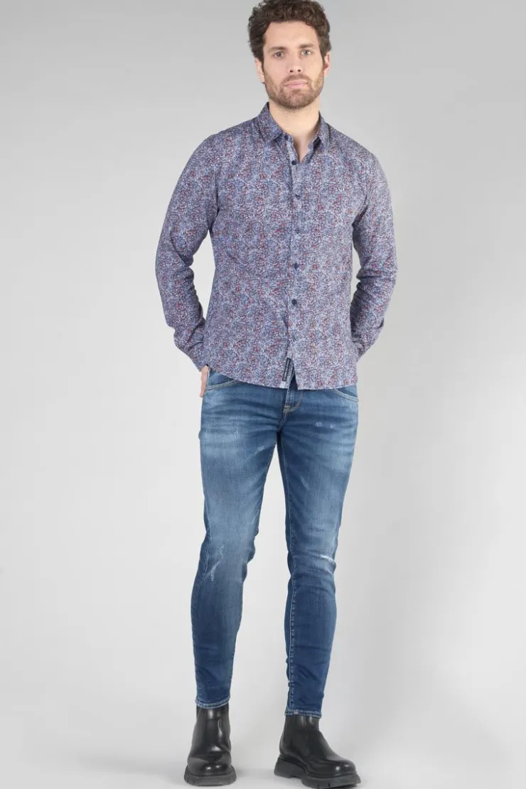 Homme Le Temps des Cerises Chemises-Chemise Retil Bleu Marine A Motif