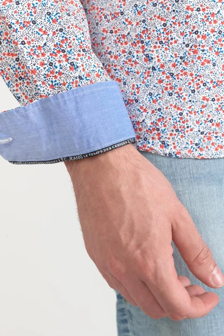 Homme Le Temps des Cerises Chemises-Chemise Rodel A Motif Fleuri Rouge Et Bleu