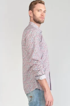 Homme Le Temps des Cerises Chemises-Chemise Rodel A Motif Fleuri Rouge Et Bleu