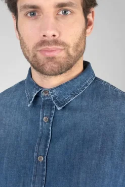 Homme Le Temps des Cerises Chemises Et Vestes-Chemise Valmy En Jeans Bleu Delave
