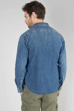 Homme Le Temps des Cerises Chemises Et Vestes-Chemise Valmy En Jeans Bleu Delave
