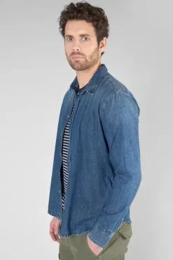 Homme Le Temps des Cerises Chemises Et Vestes-Chemise Valmy En Jeans Bleu Delave