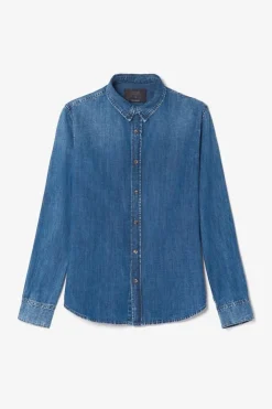Homme Le Temps des Cerises Chemises Et Vestes-Chemise Valmy En Jeans Bleu Delave