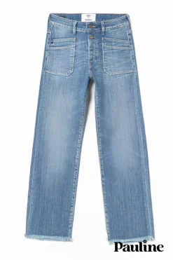 Femme Le Temps des Cerises Coupe Regular-Collab @Paulinetrrs Pablo Taille Haute 7/8Eme Jeans Bleu N°4