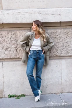 Femme Le Temps des Cerises Coupe Regular-Collab @Sabrinacsari Roma 400/19 Mom Taille Haute Jeans Bleu N°1