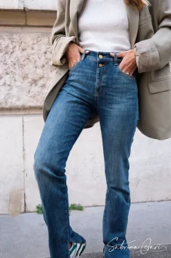 Femme Le Temps des Cerises Coupe Regular-Collab @Sabrinacsari Roma 400/19 Mom Taille Haute Jeans Bleu N°1