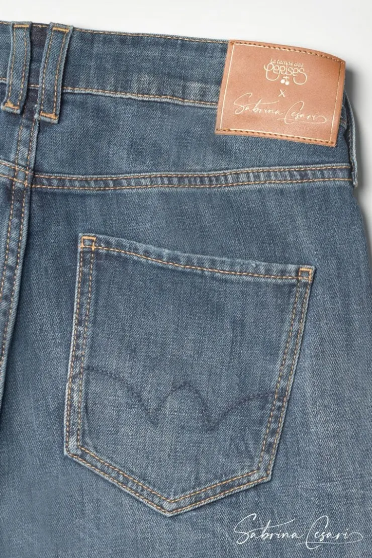 Femme Le Temps des Cerises Coupe Regular-Collab @Sabrinacsari Roma 400/19 Mom Taille Haute Jeans Bleu N°1