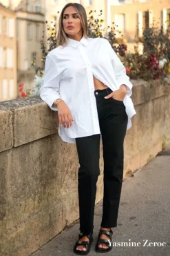 Femme Le Temps des Cerises Coupe Regular-Collab @Yasmine.Zeroc Amour 400/18 Mom Taille Haute 7/8Eme Jeans Noir N°1