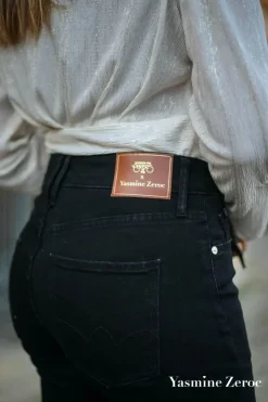 Femme Le Temps des Cerises Coupe Regular-Collab @Yasmine.Zeroc Amour 400/18 Mom Taille Haute 7/8Eme Jeans Noir N°1