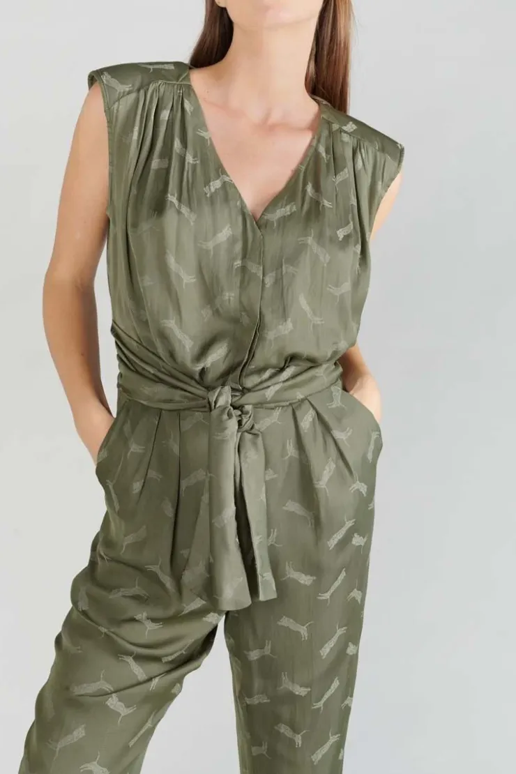 Femme Le Temps des Cerises Combinaisons-Combinaison Pantalon Arte En Jacquard Kaki