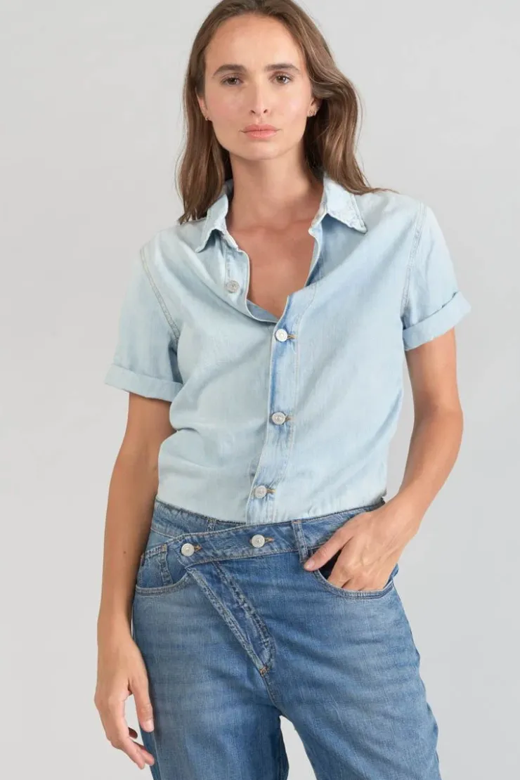 Femme Le Temps des Cerises Coupe Criss Cross-Combinaison Pantalon Cozette En Jeans Bleu