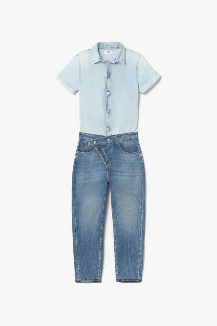 Femme Le Temps des Cerises Coupe Criss Cross-Combinaison Pantalon Cozette En Jeans Bleu