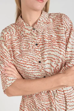 Femme Le Temps des Cerises Shorts & Jupes-Combi-Short Zely A Motif Orange Et Noir