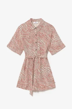 Femme Le Temps des Cerises Shorts & Jupes-Combi-Short Zely A Motif Orange Et Noir