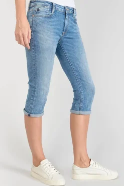 Femme Le Temps des Cerises Jupes & Shorts-Corsaire Oriol En Jeans Bleu Delave