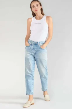 Femme Le Temps des Cerises Coupe Boyfit-Cosy Boyfit 7/8Eme Jeans Destroy Bleu N°5