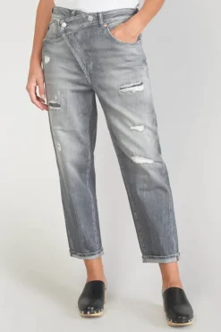 Femme Le Temps des Cerises Coupe Boyfit-Cosy Boyfit 7/8Eme Jeans Destroy Gris N°3