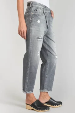 Femme Le Temps des Cerises Coupe Boyfit-Cosy Boyfit 7/8Eme Jeans Destroy Gris N°3