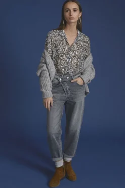 Femme Le Temps des Cerises Coupe 7/8Eme-Cosy Boyfit 7/8Eme Jeans Gris N°3