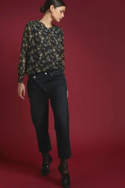 Femme Le Temps des Cerises Coupe Boyfit-Cosy Boyfit 7/8Eme Jeans Noir N°1