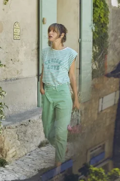 Femme Le Temps des Cerises Coupe Boyfit-Cosy Boyfit 7/8Eme Jeans Vert Menthe