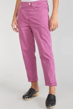 Femme Le Temps des Cerises Coupe Boyfit-Cosy Boyfit 7/8Eme Jeans Violet Rose
