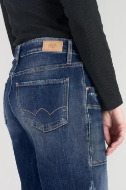 Femme Le Temps des Cerises Coupe Boyfit-Cosy Pocket Boyfit 7/8Eme Jeans Destroy Bleu N°2
