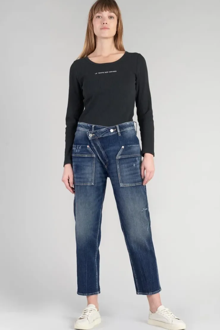 Femme Le Temps des Cerises Coupe Boyfit-Cosy Pocket Boyfit 7/8Eme Jeans Destroy Bleu N°2