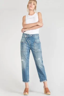 Femme Le Temps des Cerises Coupe Boyfit-Cosy Pocket Boyfit 7/8Eme Jeans Destroy Bleu N°4