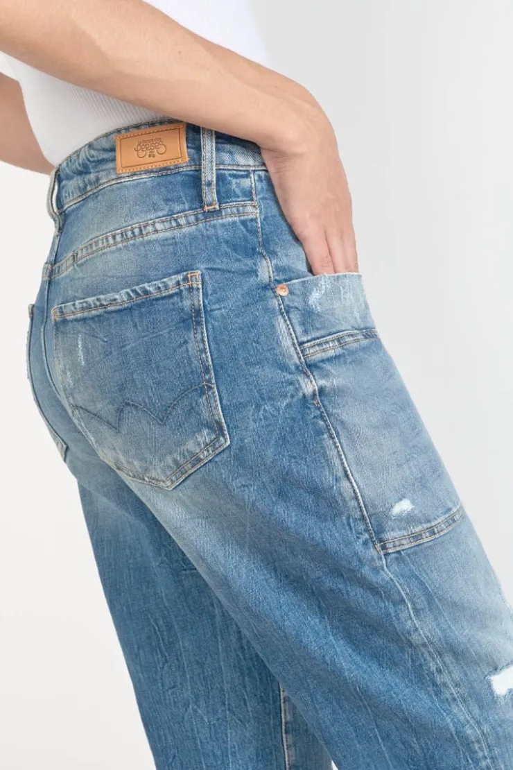 Femme Le Temps des Cerises Coupe Boyfit-Cosy Pocket Boyfit 7/8Eme Jeans Destroy Bleu N°4