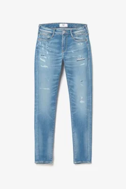 Femme Le Temps des Cerises Coupe Skinny-Dames Power Skinny 7/8Eme Jeans Destroy Bleu N°4