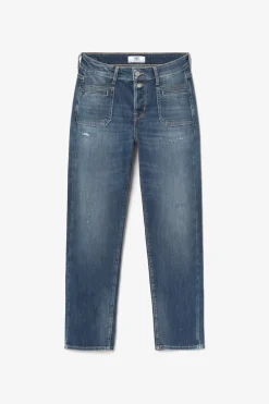 Femme Le Temps des Cerises Coupe Mom-Fafa 400/18 Mom Taille Haute 7/8Eme Jeans Destroy Bleu N°3