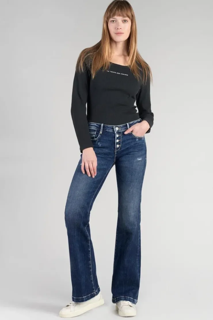 Femme Le Temps des Cerises Coupe Flare / Bootcut-Foch Flare Jeans Destroy Bleu N°2