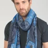 Homme Le Temps des Cerises Écharpes & Foulards-Foulard Brite A Motif Cachemire Bleu